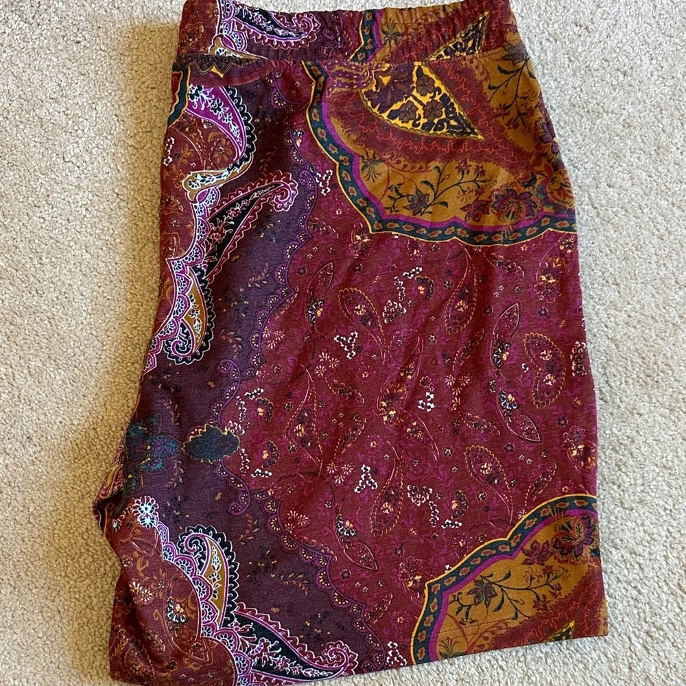 INC International Concepts Burgundy and Gold Paisley Skirt - Picture 1 of 4